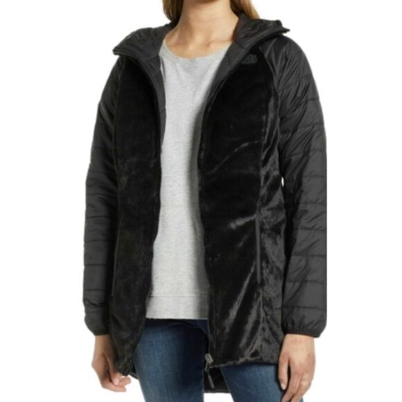 The North Face black Mossbud Insulated Reversible long PARKA JACKET COAT sz  L - Picture 2 of 10